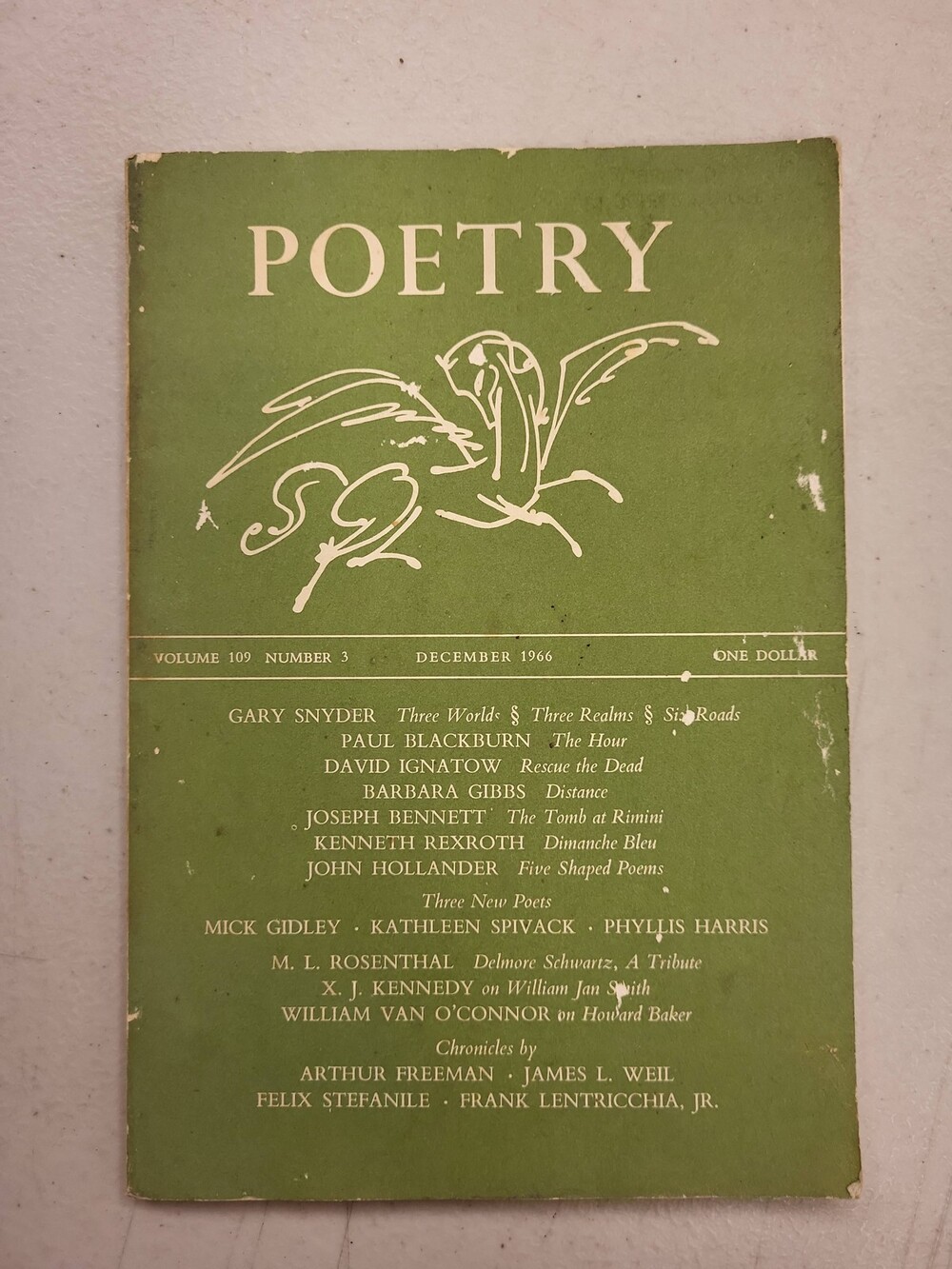 Poetry Magazine December 1966 Vintage Literary Journal Collectible Issue Poems